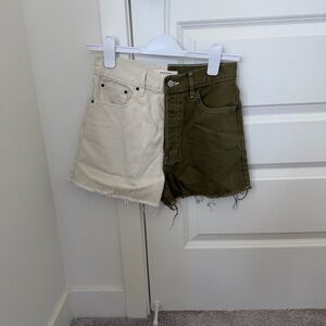 PacSun Two-Tone Cream and Olive Jean Shorts